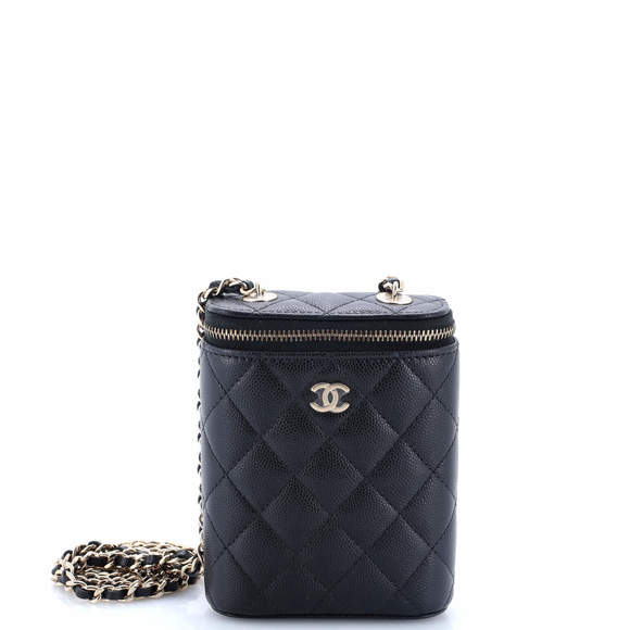 Chanel Small Vertical Classic Vanity Case with Chain Quilted Caviar - Picture 1 of 5